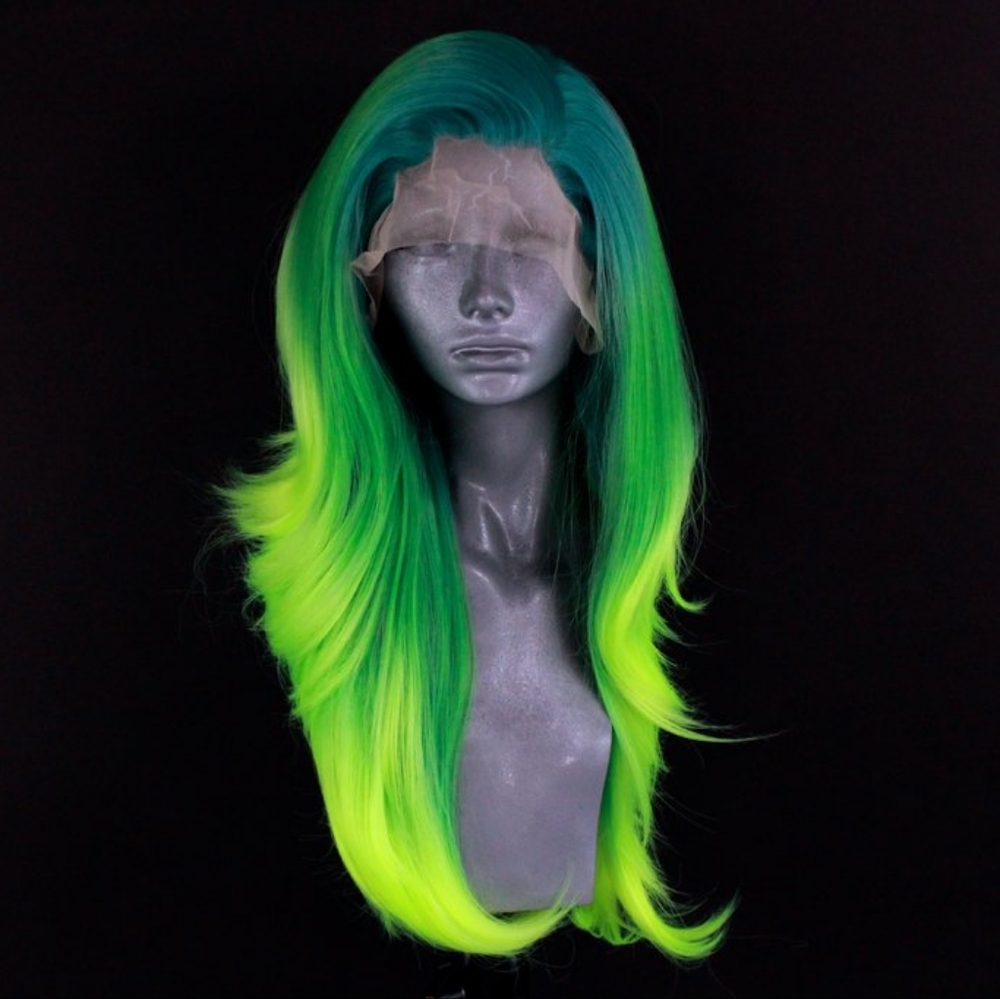 Acid Rain UV Neon Yellow Green Lace Front Wig